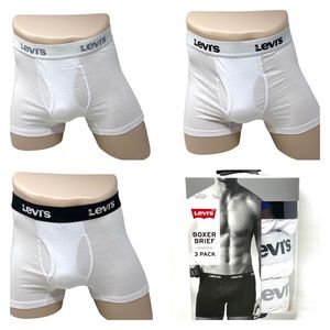 Levi's Men’s Underwear Boxer Brief 3 Pack White Cotton Stretch Size 37453 0583